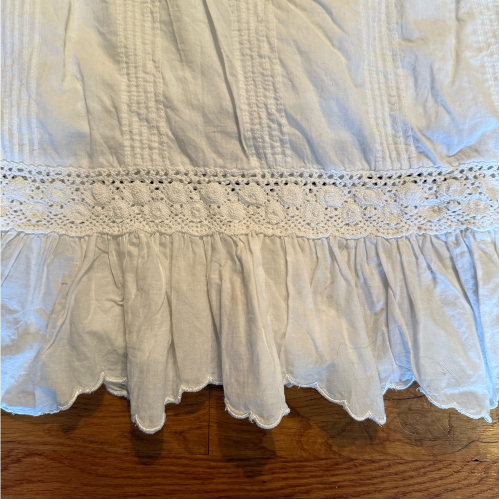 Y2K Old Navy White Cotton Lace-Trim Midi Skirt - Picture 6 of 12